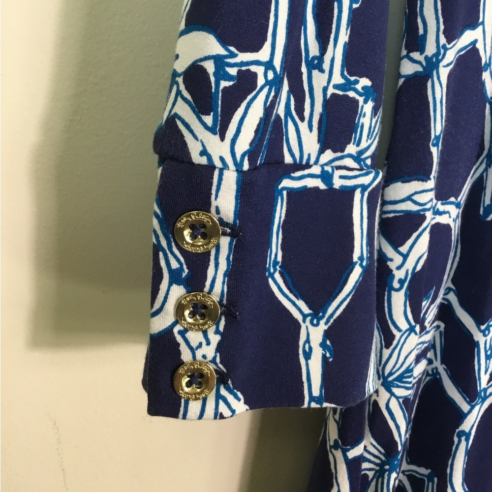 Lilly Pulitzer Ansley High Tide Lucky Bamboo 1/4 Length Sleeve Dress - Picture 6 of 8